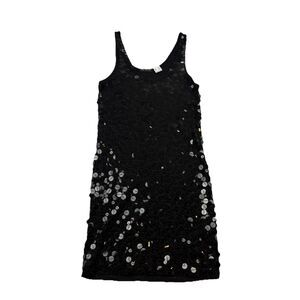 Venus Disc Sequin Mini Dress Womens Medium Black Sleeveless